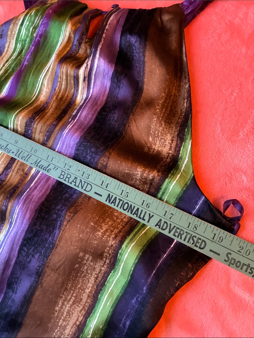 100% SILK- Ann Taylor Striped Camisole In Purple, Green & Neutrals - Picture 10 of 15